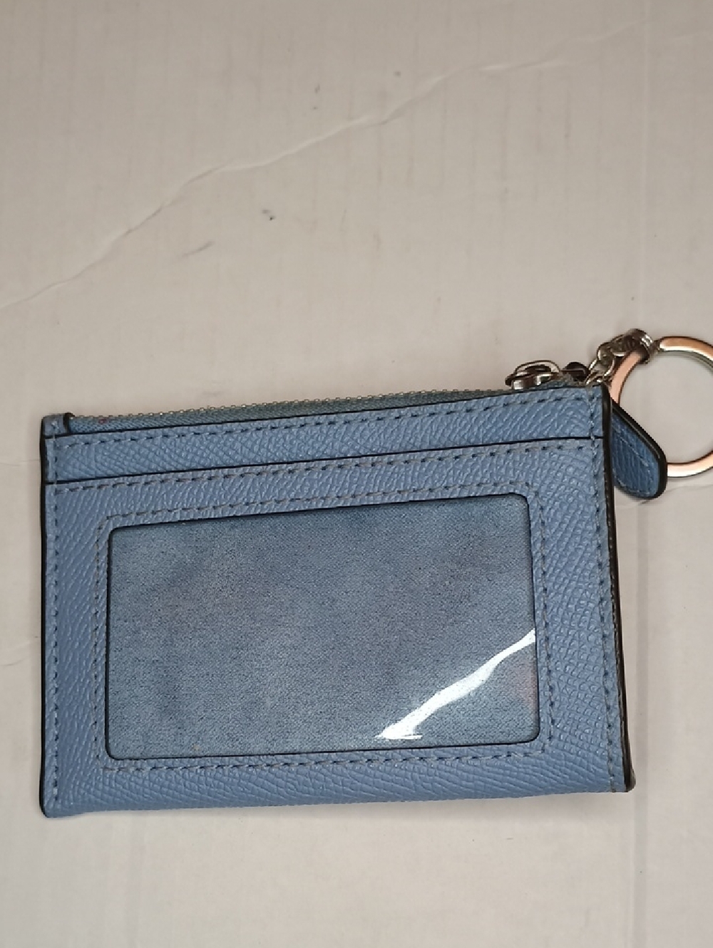 Coach Sky Blue Leather Card Holder with Key Ring - Picture 3 of 5